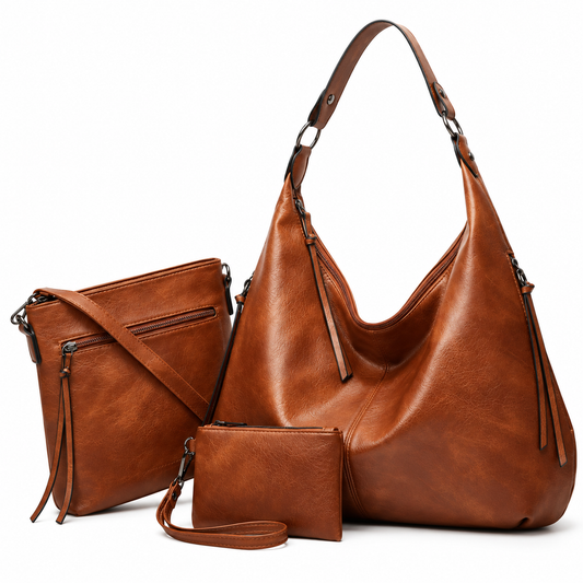 The Slouchy Soft Hobo Handbag 3-Piece Set