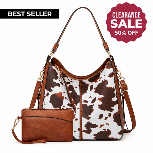 Luxury Leather Print Hobo Anti-Theft Handbag + FREE Pouch Wallet