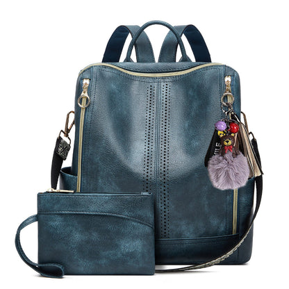 Luxury Leather 2-in-1 Convertible Backpack + Free Pouch
