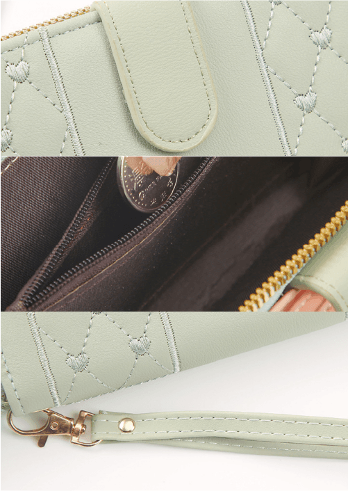Women's Embroidered Puffer Leather Wallet - Lilie
