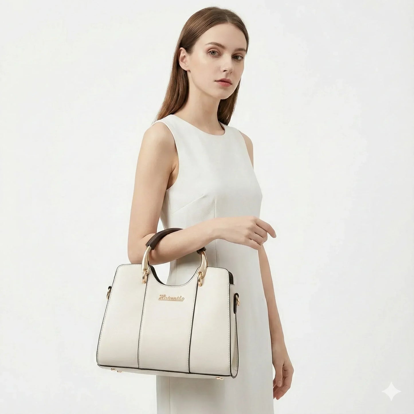 Luxurious Women's Leather Crossbody Bag - Atena