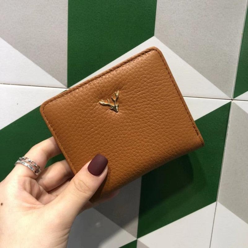 Women's Compact Genuine Leather Wallet - Roseli
