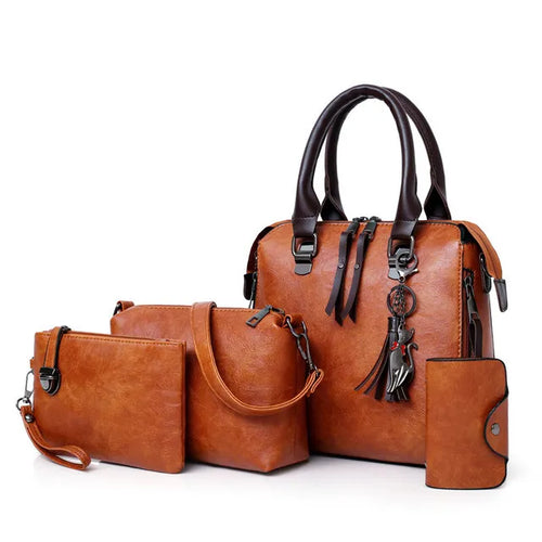 Premium Leather Kit - Bag + Wallet + Clutch + Complimentary Pouch
