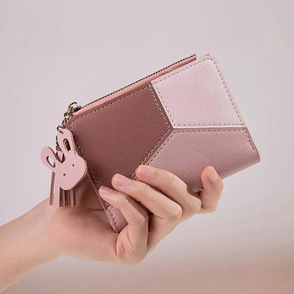 Women's Compact Abstract Leather Wallet - Lilly