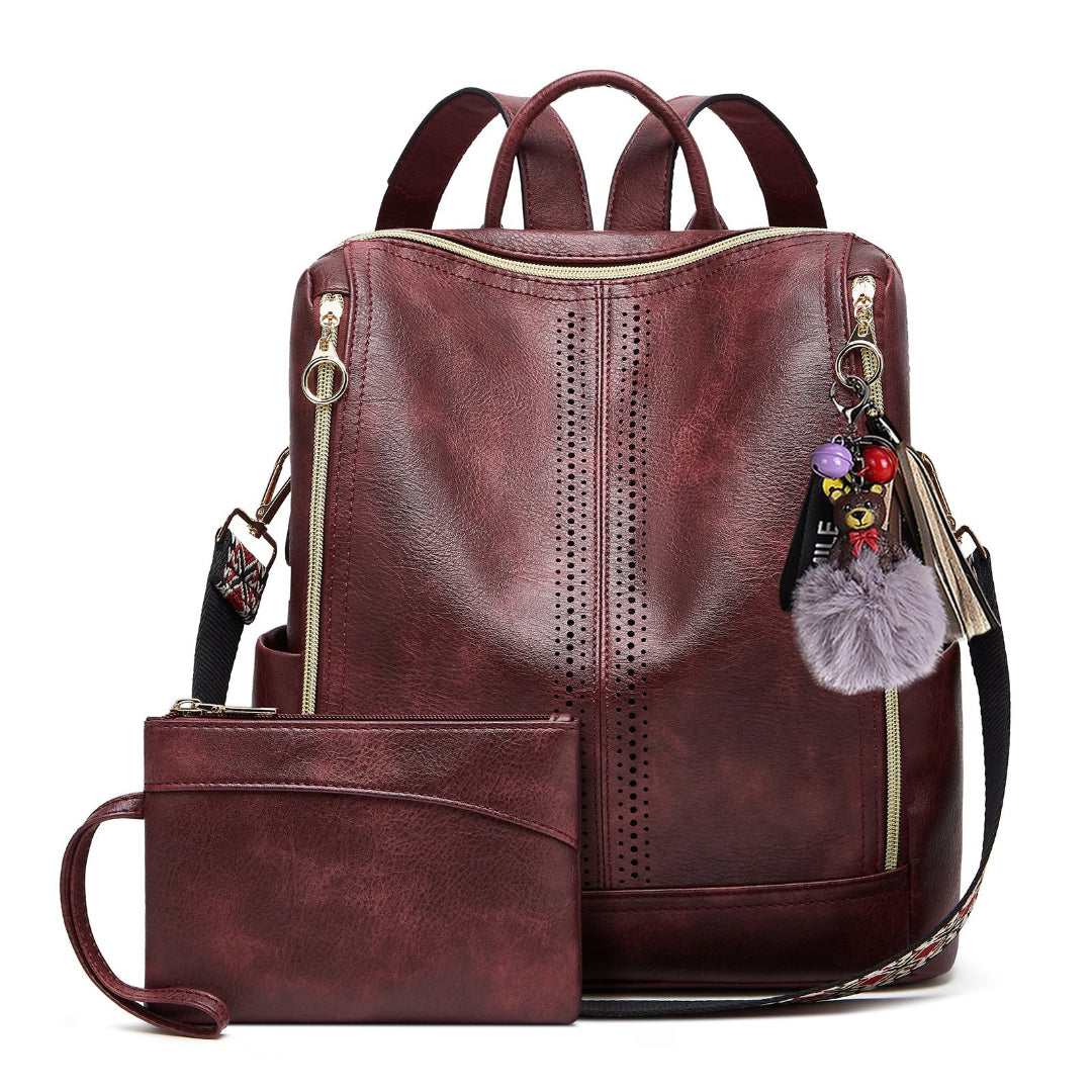 Luxury Leather 2-in-1 Convertible Backpack + Free Pouch